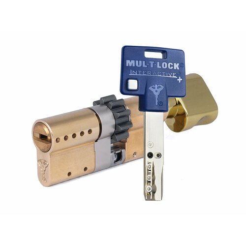 Цилиндр Mul-t-Lock Interactive+ ключ-вертушка (размер 55х35 мм) - Латунь, Шестеренка (5 ключей)