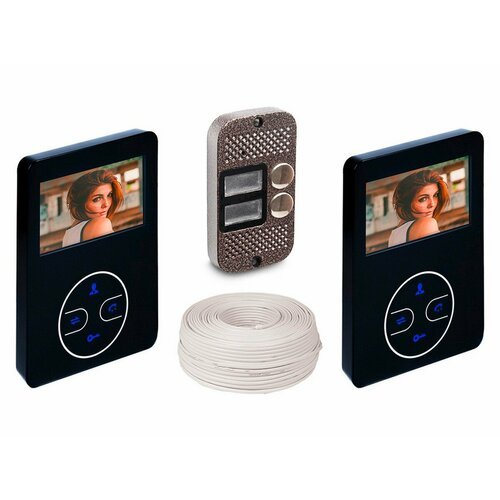 Набор: цветной видеодомофон на 2 квартиры: 2 монитора HDcom B-404 + вызывная панель JSB-V082 - запись по движению