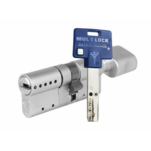 Цилиндр Mul-t-Lock Interactive+ ключ-вертушка (размер 65х35 мм) - Никель, Флажок (3 ключа)