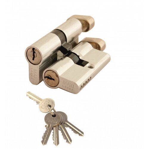 Цилиндровый механизм дверной MAXI Locks ENW70-CP, англ. ключ-вертушка CP Хром