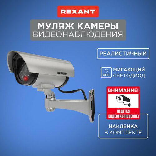 Камера видеонаблюдения муляж камеры видеонаблюдения  REXANT 45-0307 серебро