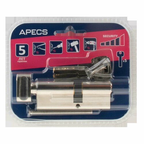Цилиндровые механизмы Apecs Pro LM-80(35/45C)-C-NI 80 мм, ключ/вертушка, цвет никель