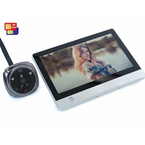 Дверной GSM видеоглазок Wi-fi silver Ihome4 (Q26284VGL) - видеоглазок с датчиком, видеоглазок dvr, видеоглазок карта памяти