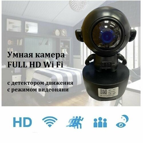 Многофункциональная IP Wi Fi камера FULL HD (видеоняня) Астронавт. Черная.